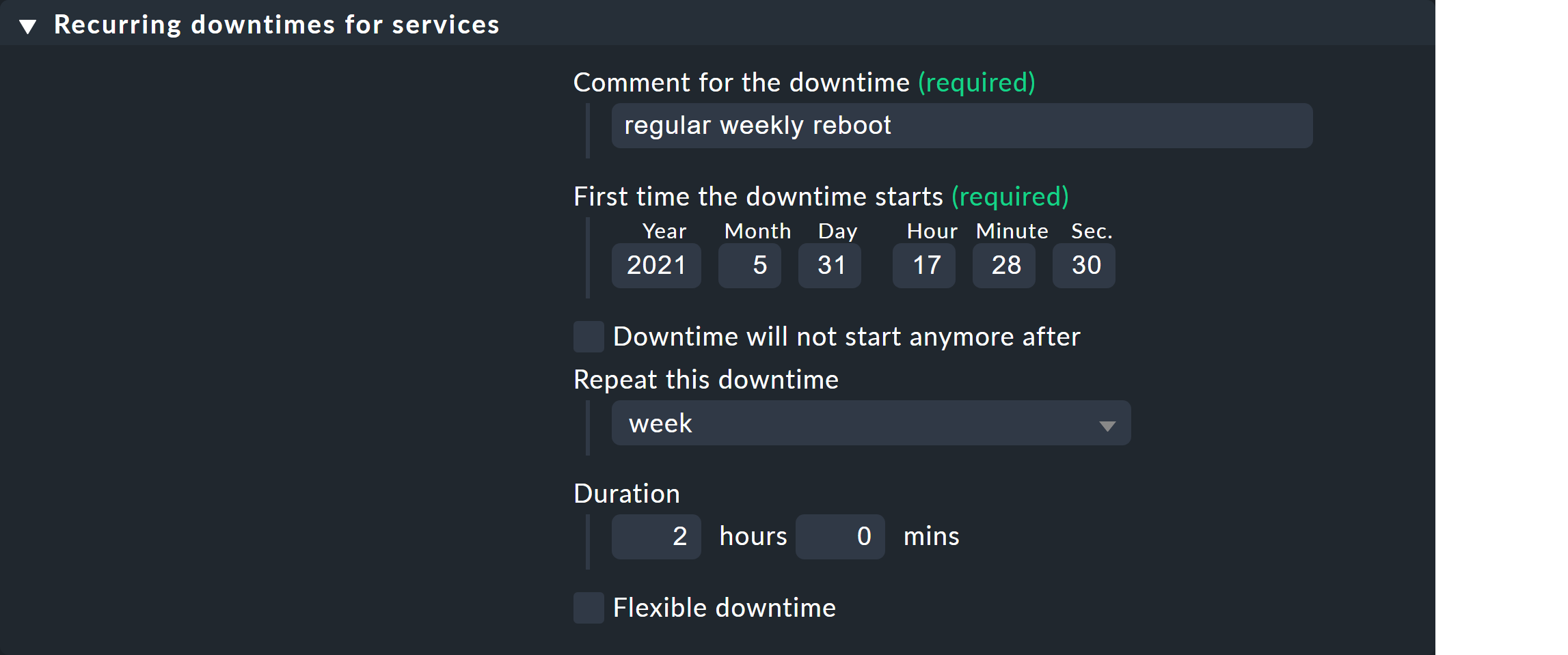 basics downtimes recurring rule