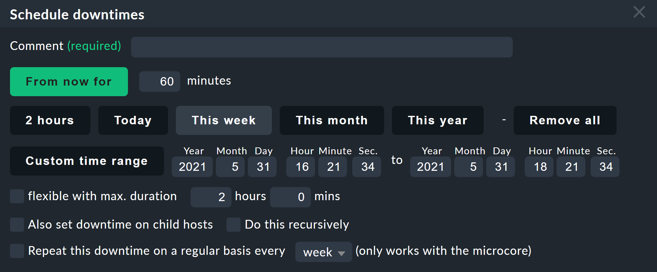 basics downtimes schedule