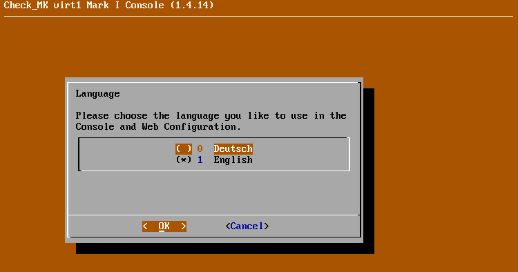 Language selection during initial installation.