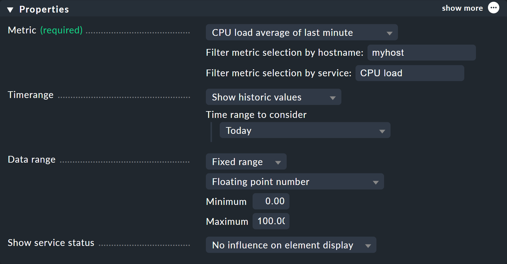 dashboard config example dashlet