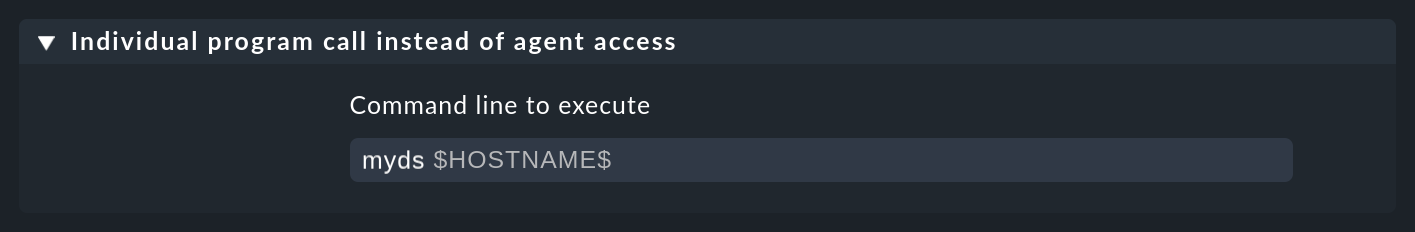 Übergabe des Host-Namens mit dem Makro $HOSTNAME$.