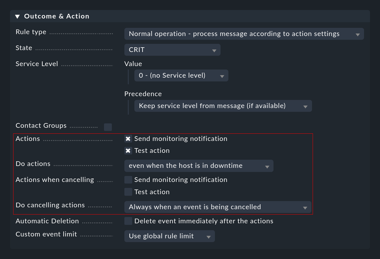 ec rule actions