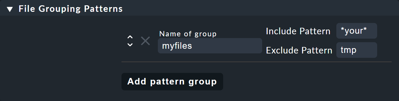Filtering of files in the group myfiles.
