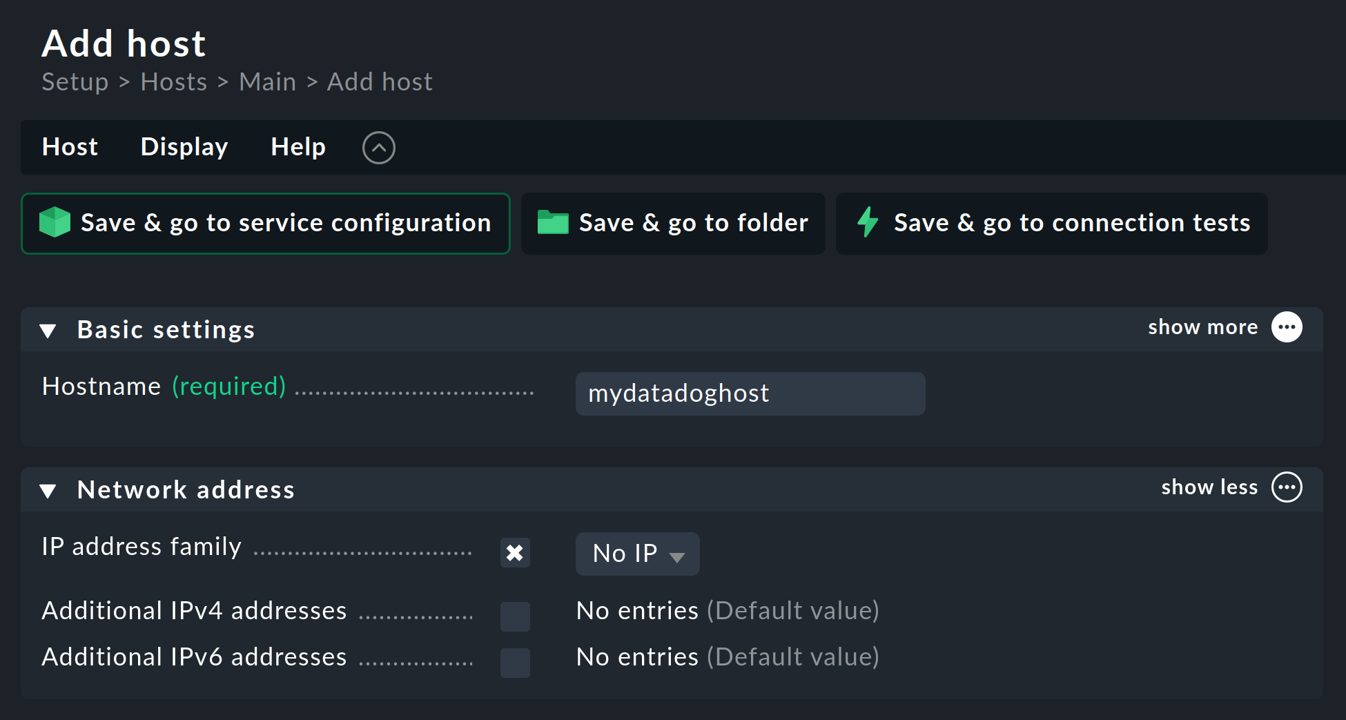 integrating datadog add host