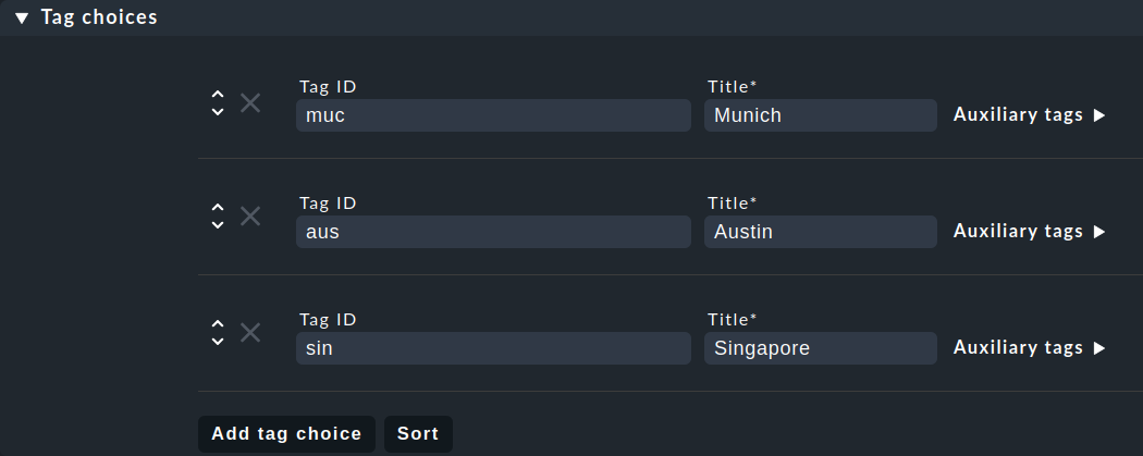 Dialog for setting the tags for the new host tag group.