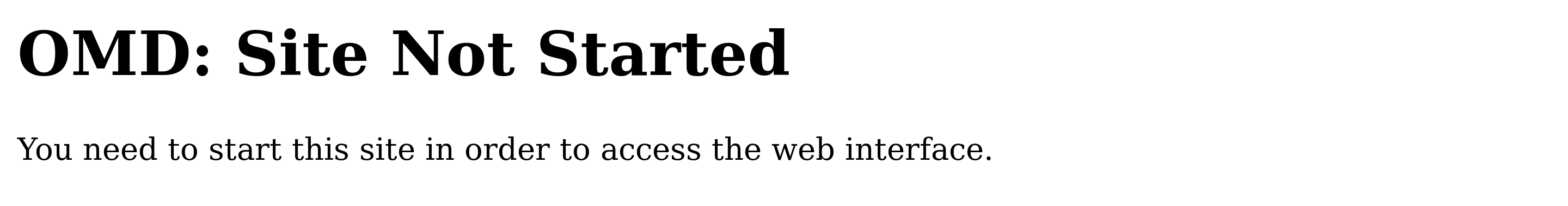 Error message in the web browser about a not-started site.