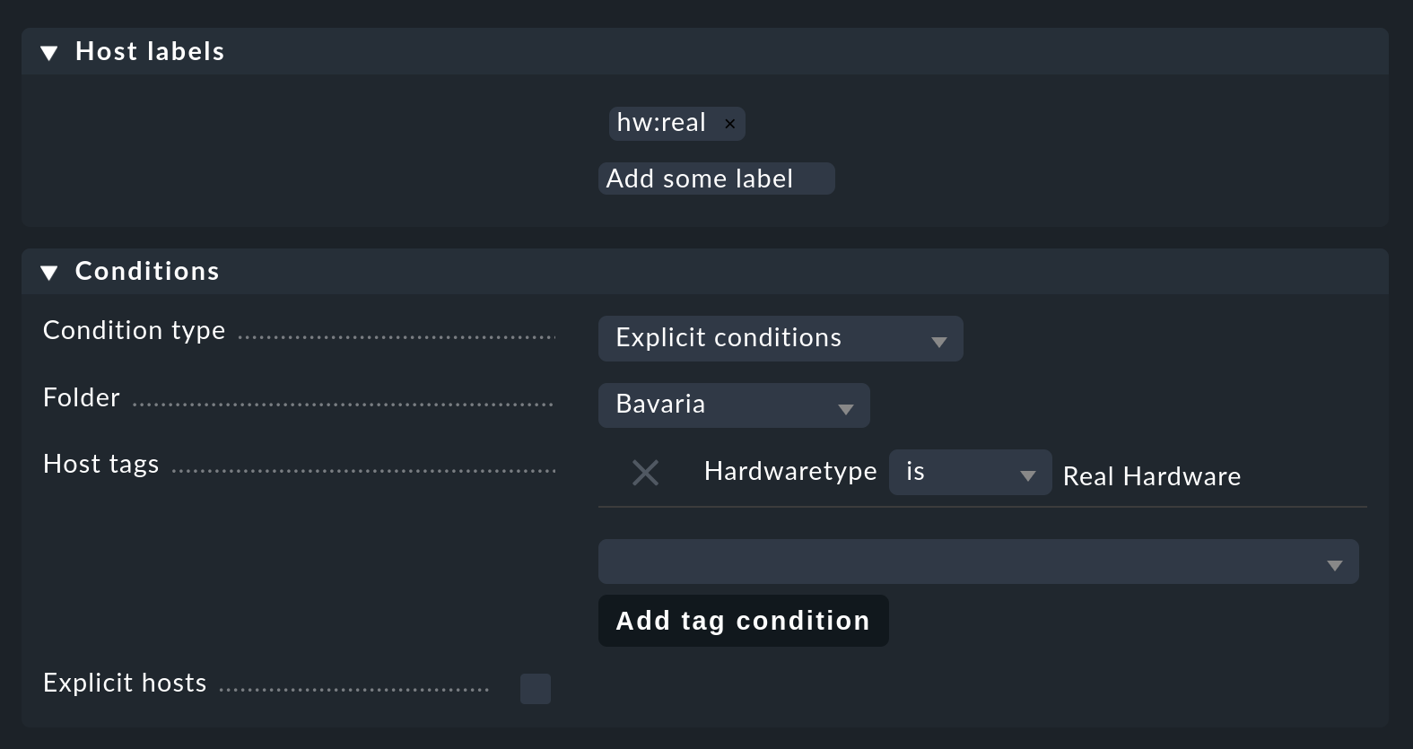 Rule for specifying labels for hosts.