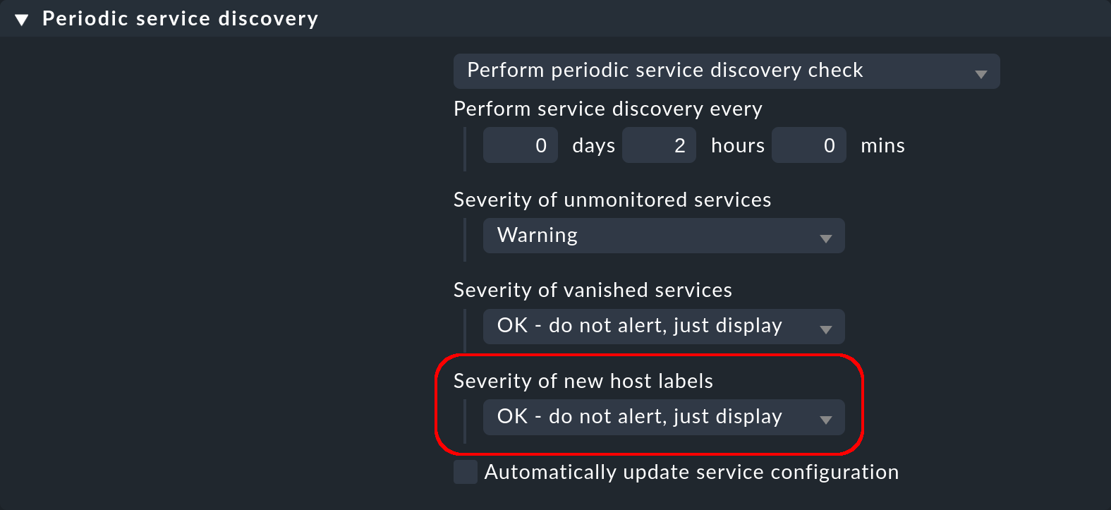 Rule for periodic service discovery.