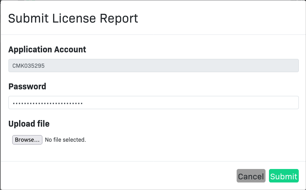 License report transfer dialog.