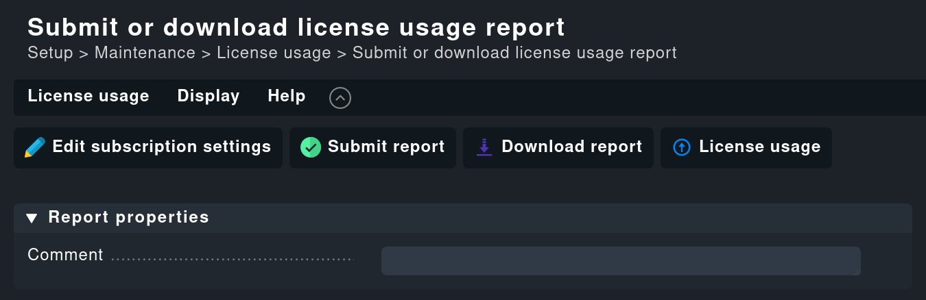 Submit or download license information page.