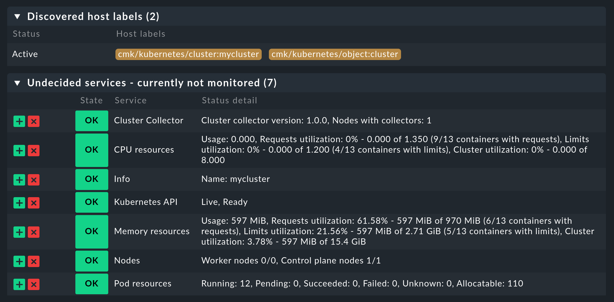 An example of a view from the first service discovery once a configuration has been completed.