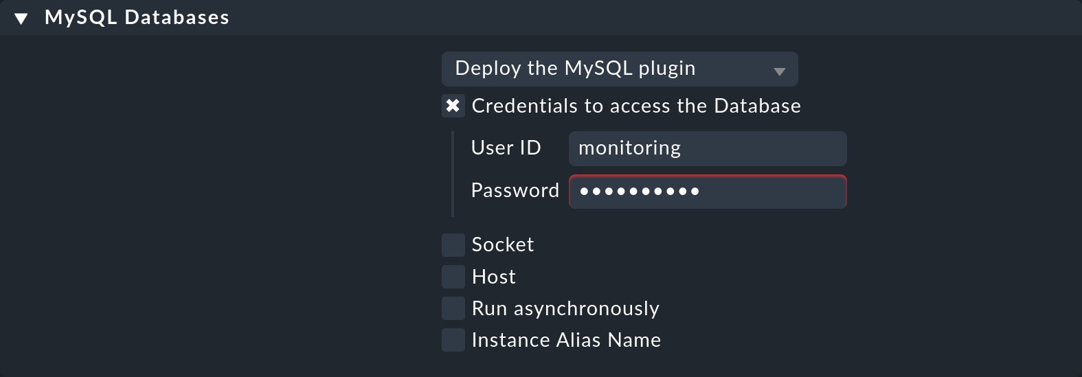Rule for the MySQL plug-in of the agent.