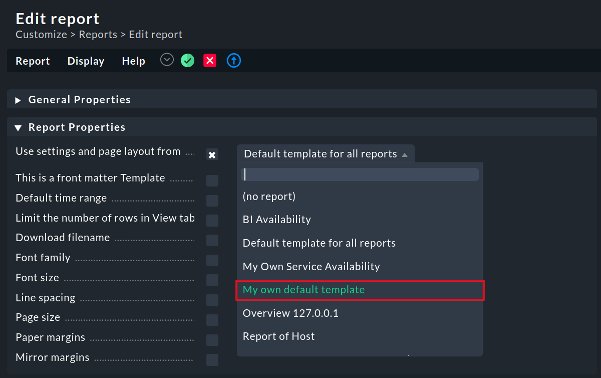 Change the report template.