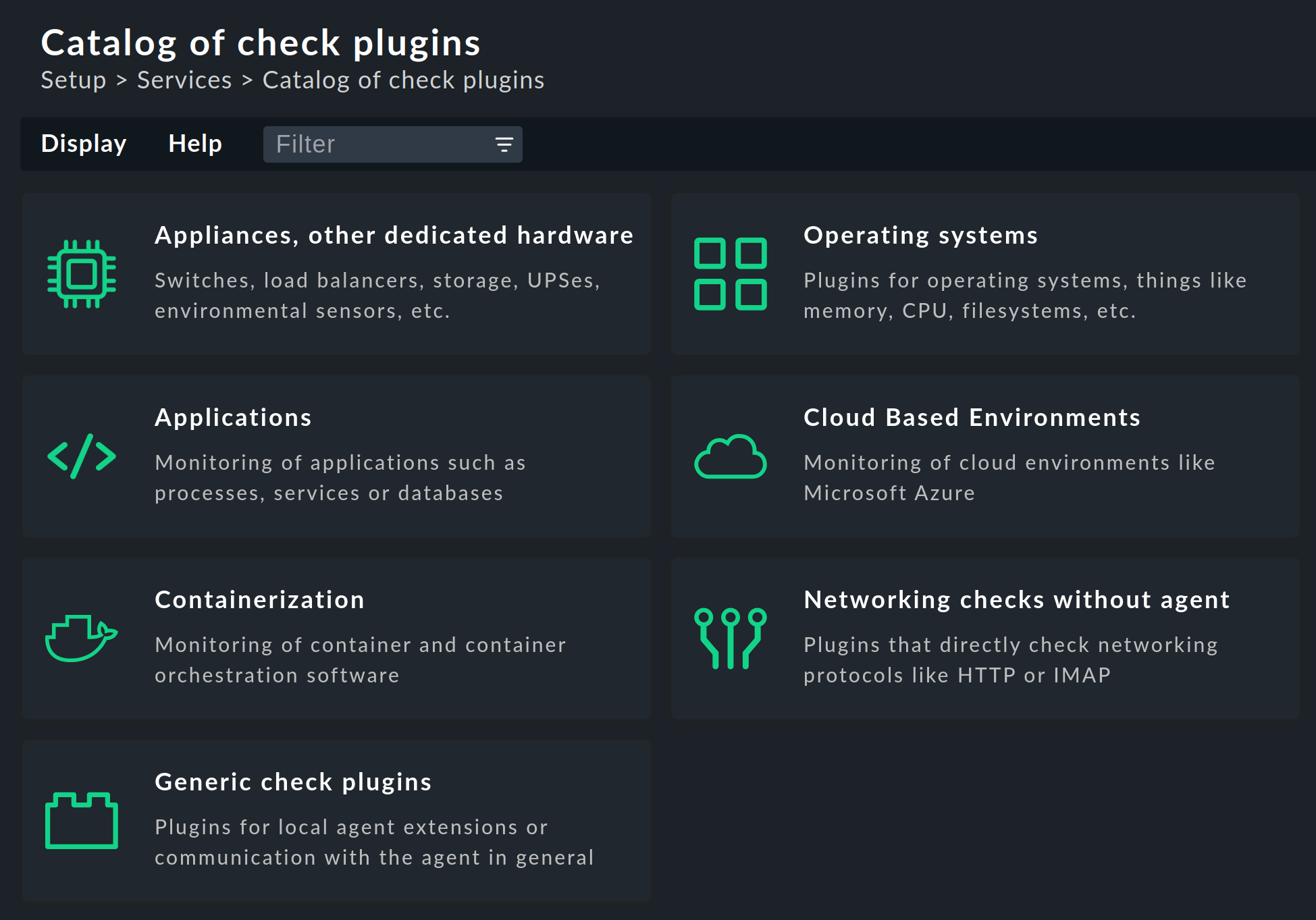 wato services catalog of check plugins