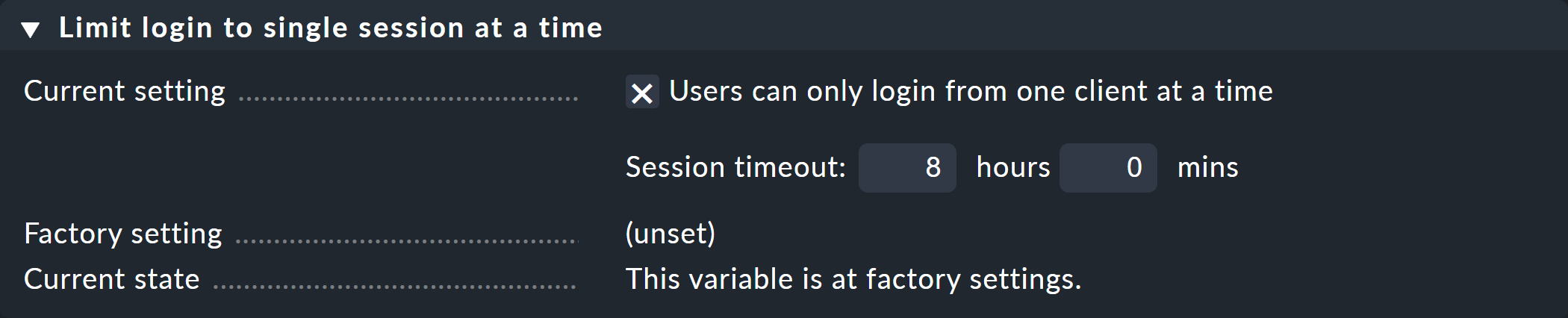 Dialog to limit the number of sessions.