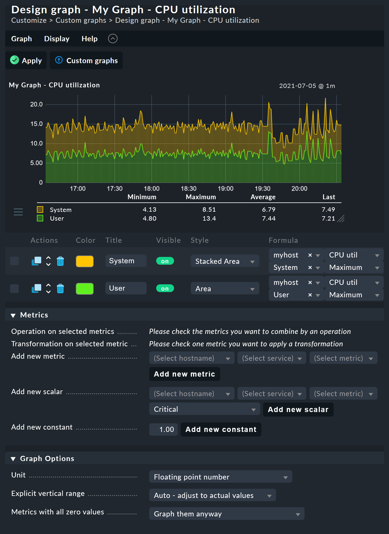 General view of the graph designer.