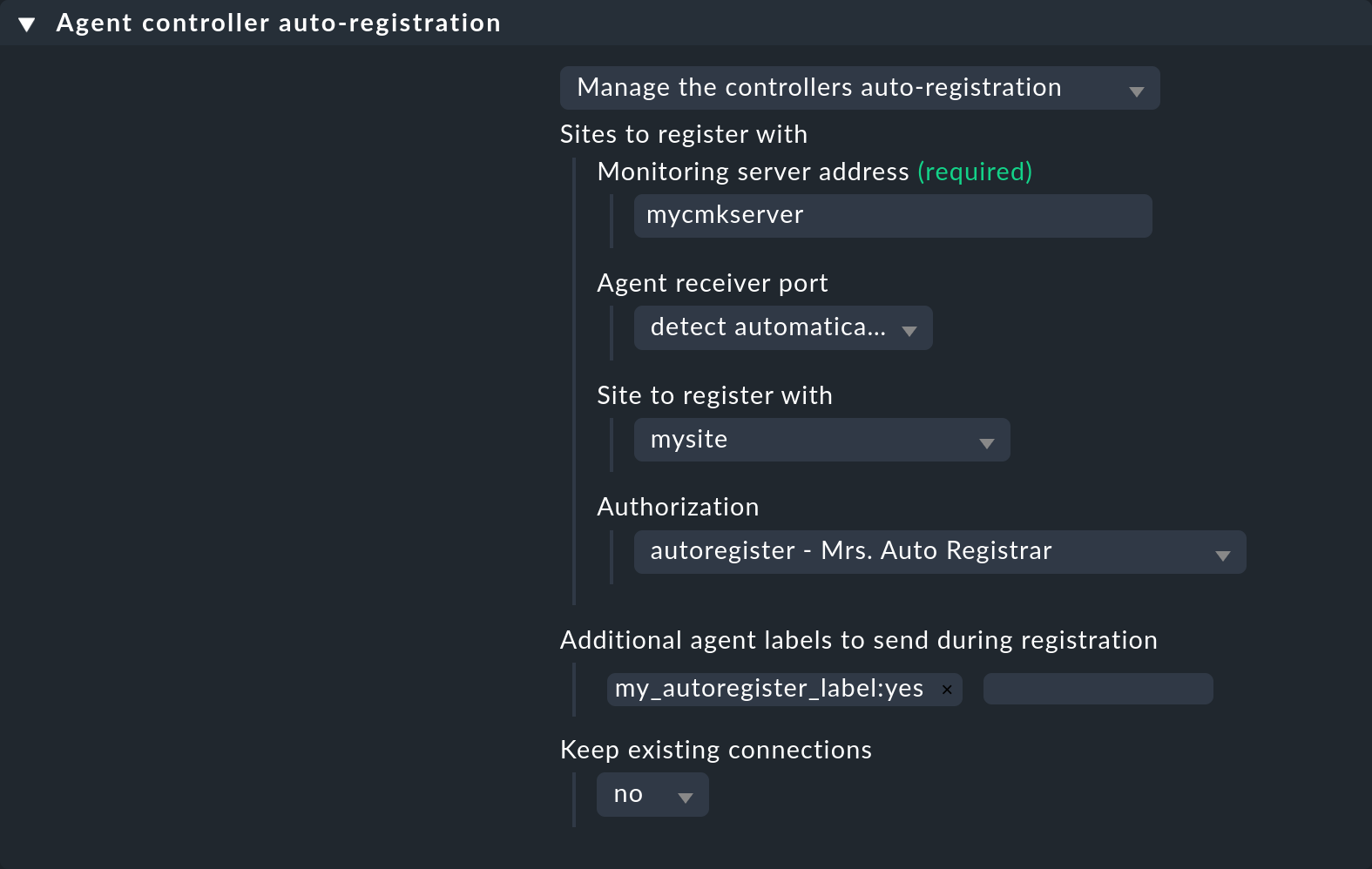 Auto-registration rule for Agent Bakery.