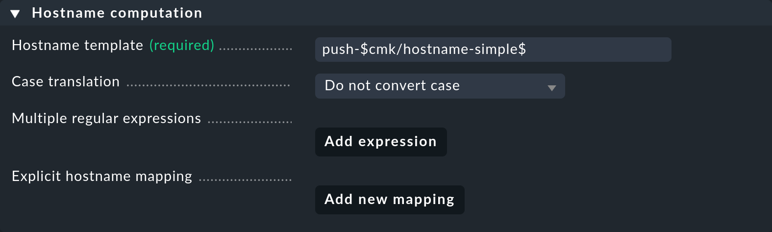 Auto-registration rule with host name specification.