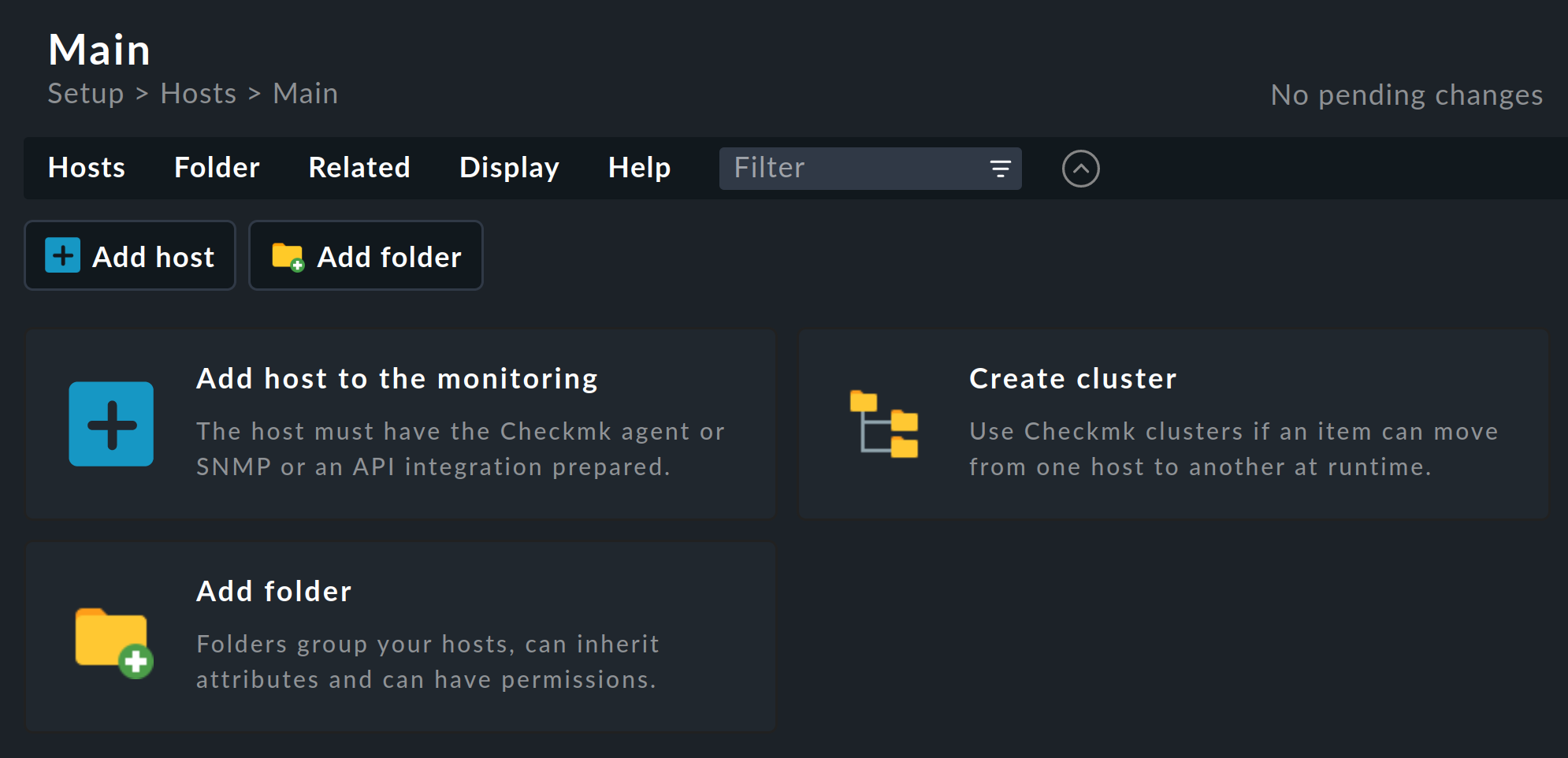 View of 'Main' without folders and hosts.