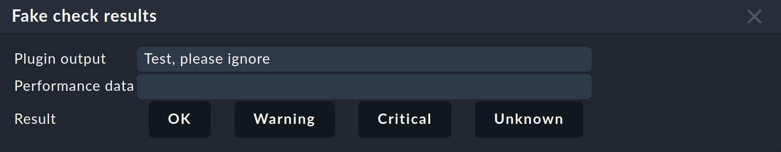 Dialog for manually setting the status of a host/service.