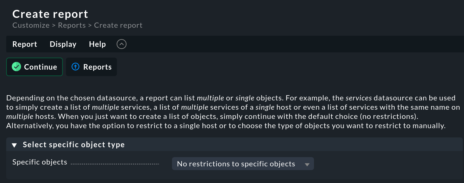 Auswahl 'Keine Einschränkung auf spezifische Objekte' beibehalten.