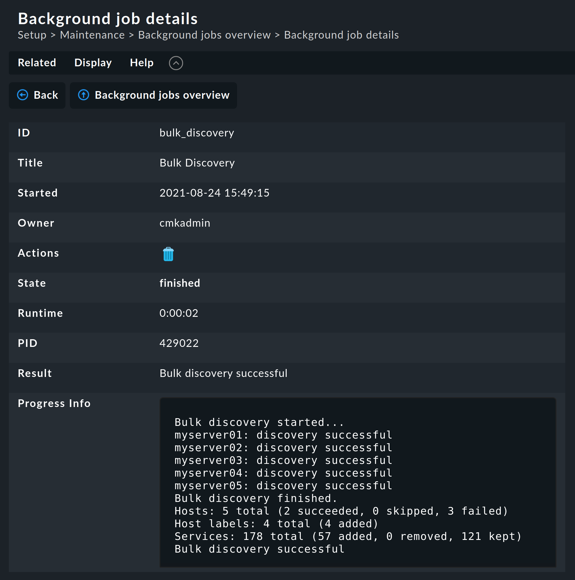 wato services bulk discovery progress