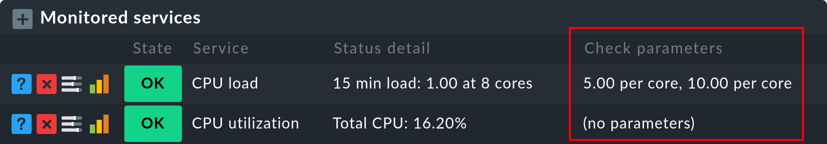 wato services check parameters