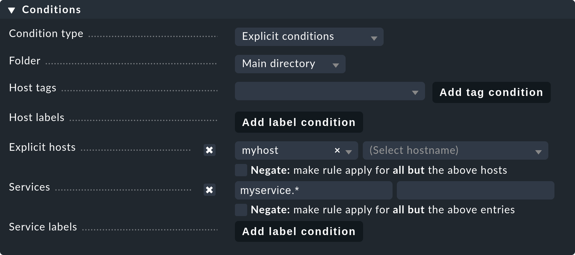 wato services disabled services conditions