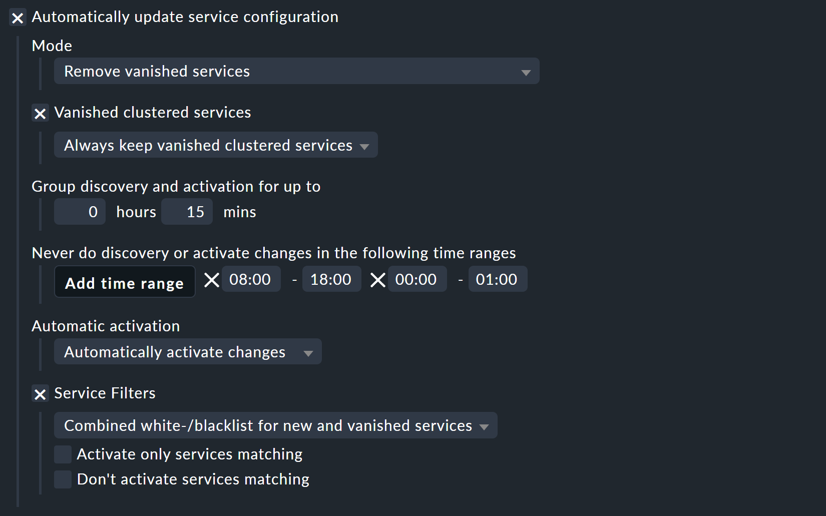 wato services periodic service discovery update configuration