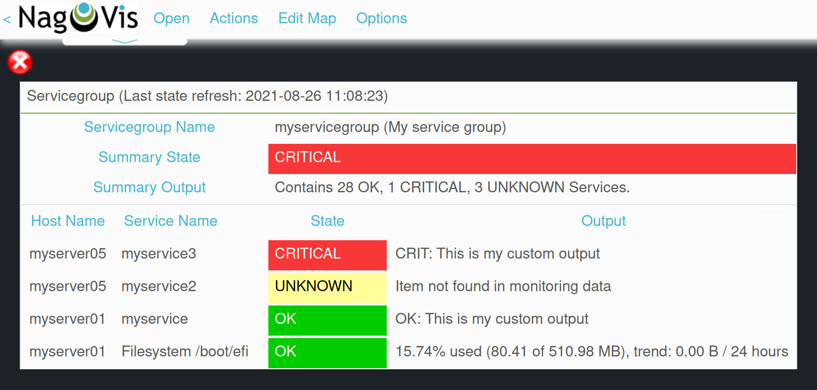 wato services servicegroups nagvis example