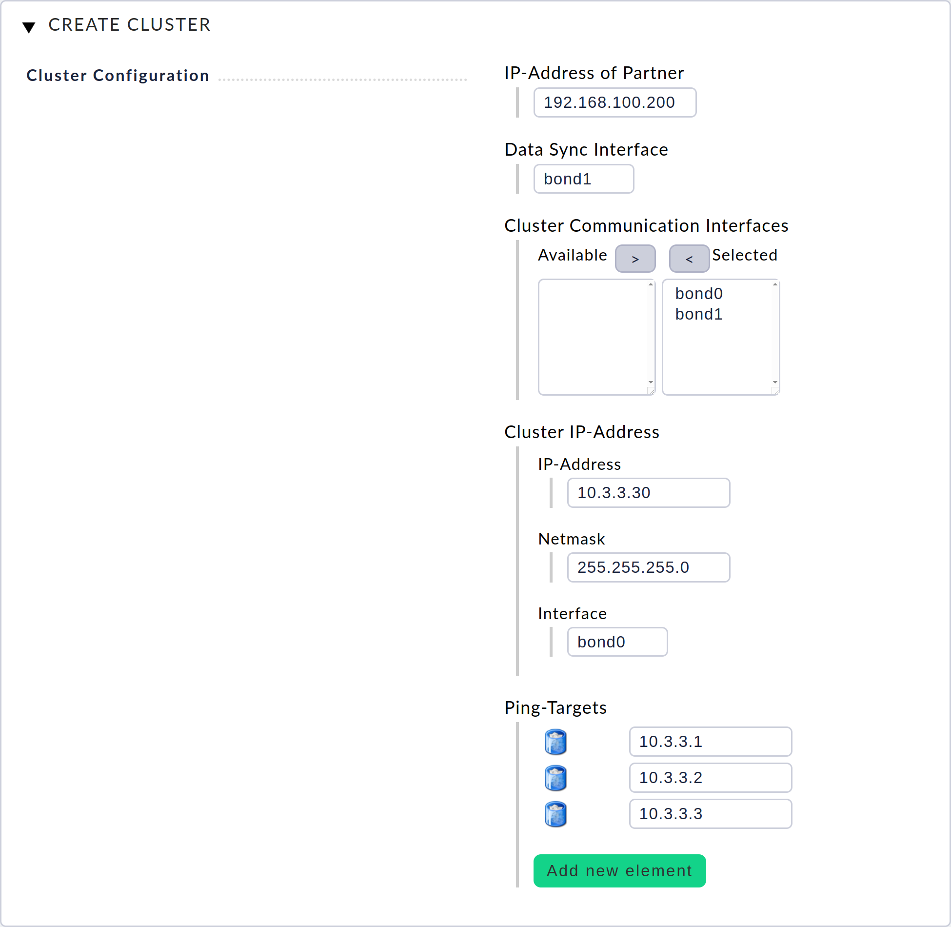 appliance cluster create cluster