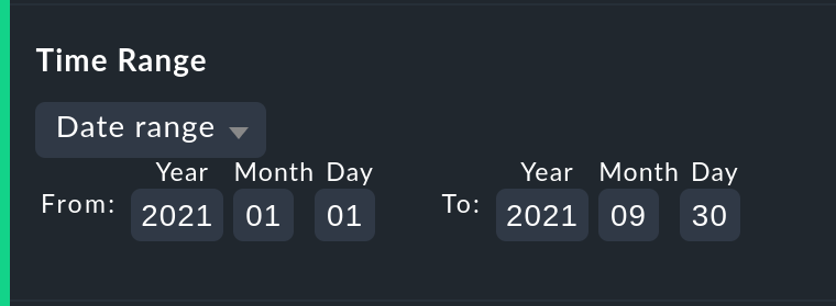 Options for the time range.