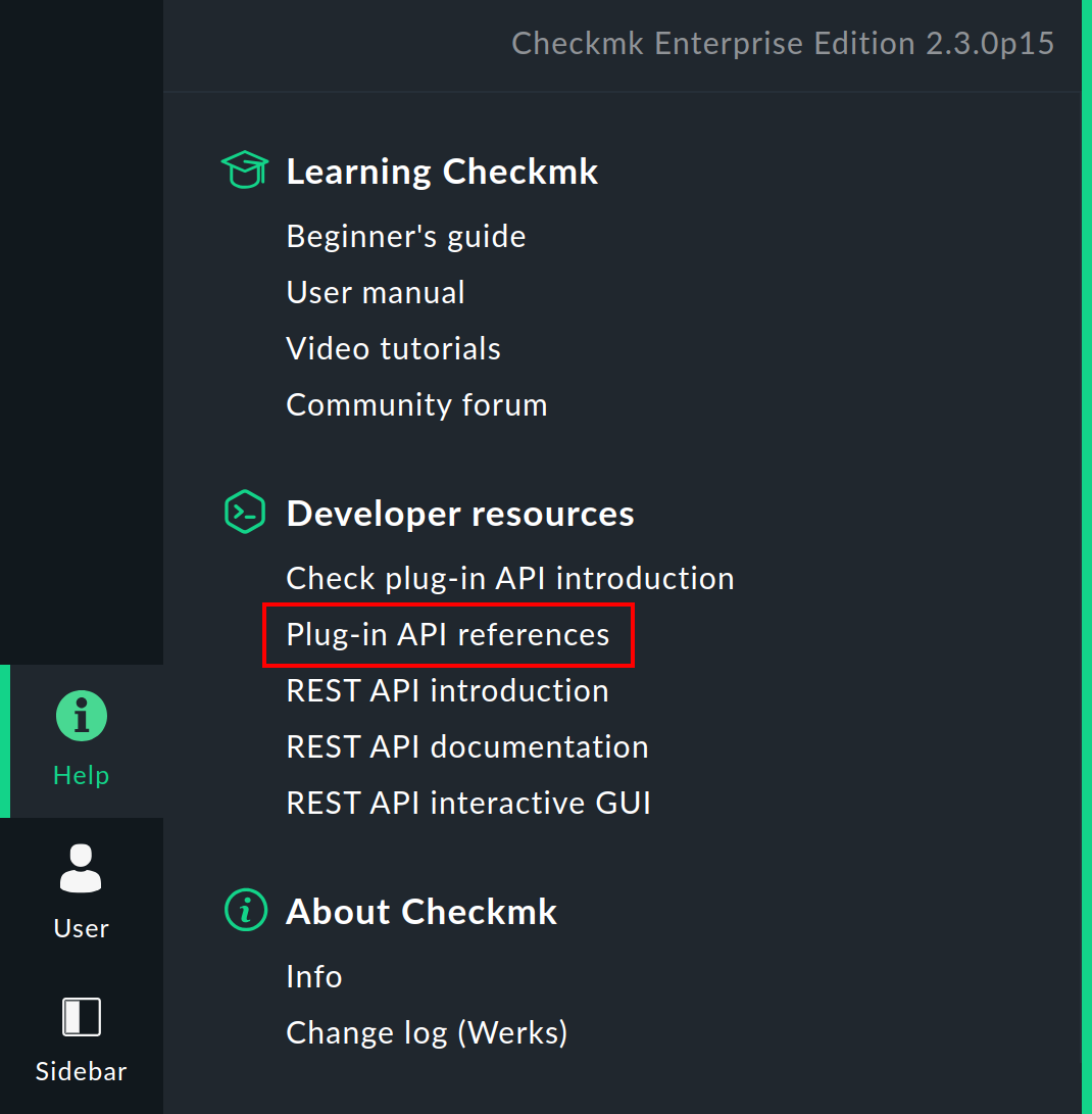 Help menu in the navigation bar.