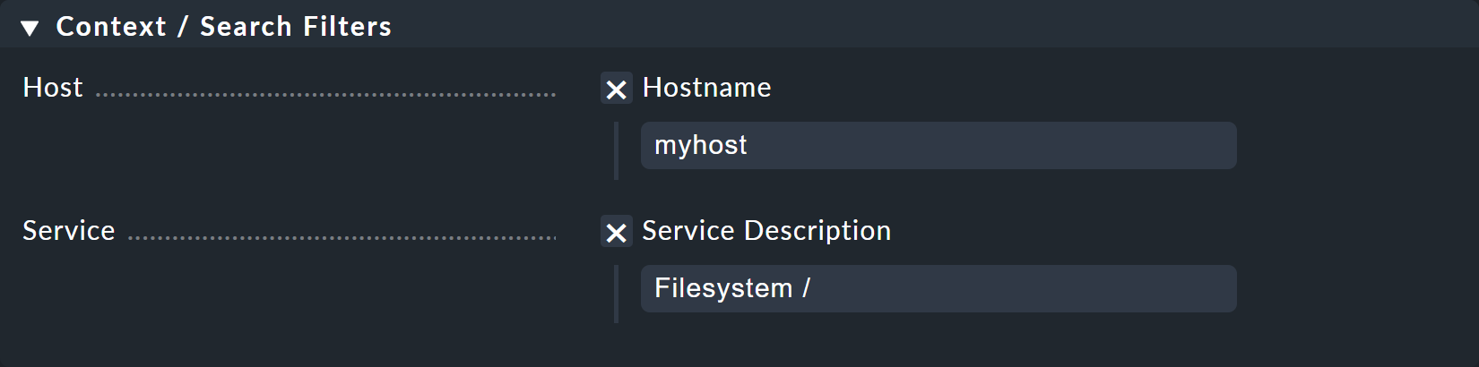 Context filter of the 'Performance graph' dashlet.