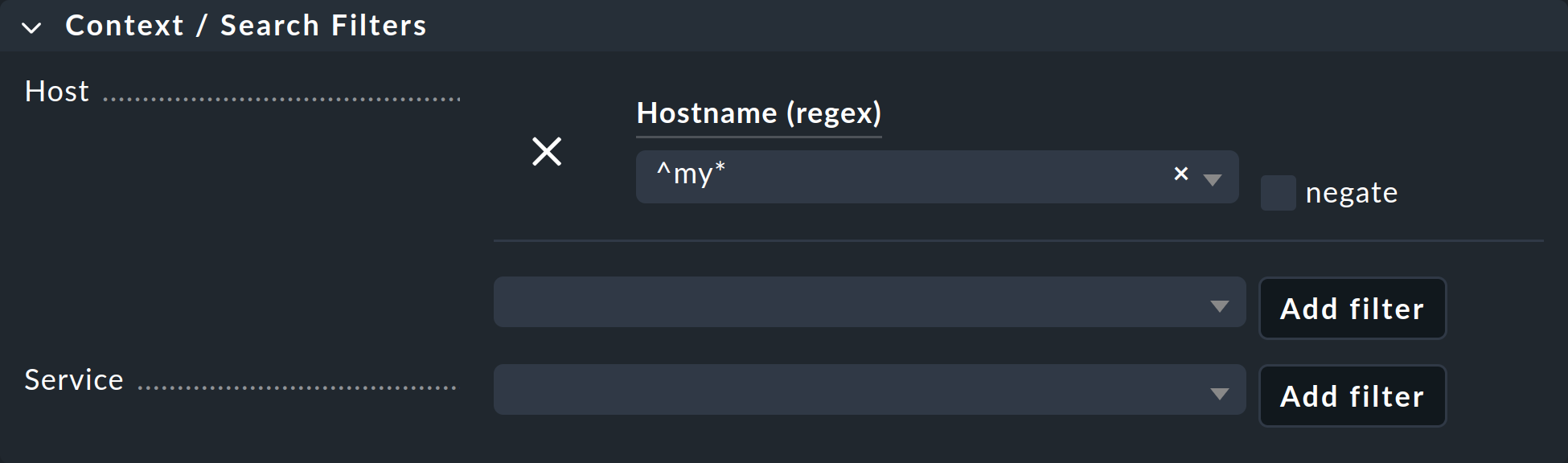 Context filter of the 'Alert timeline' dashlet.