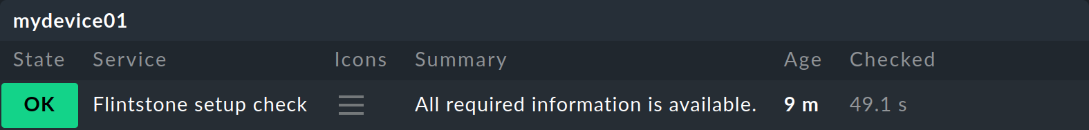 The new service created by the check plug-in in the monitoring.