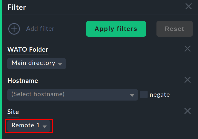 distributed monitoring filter by site