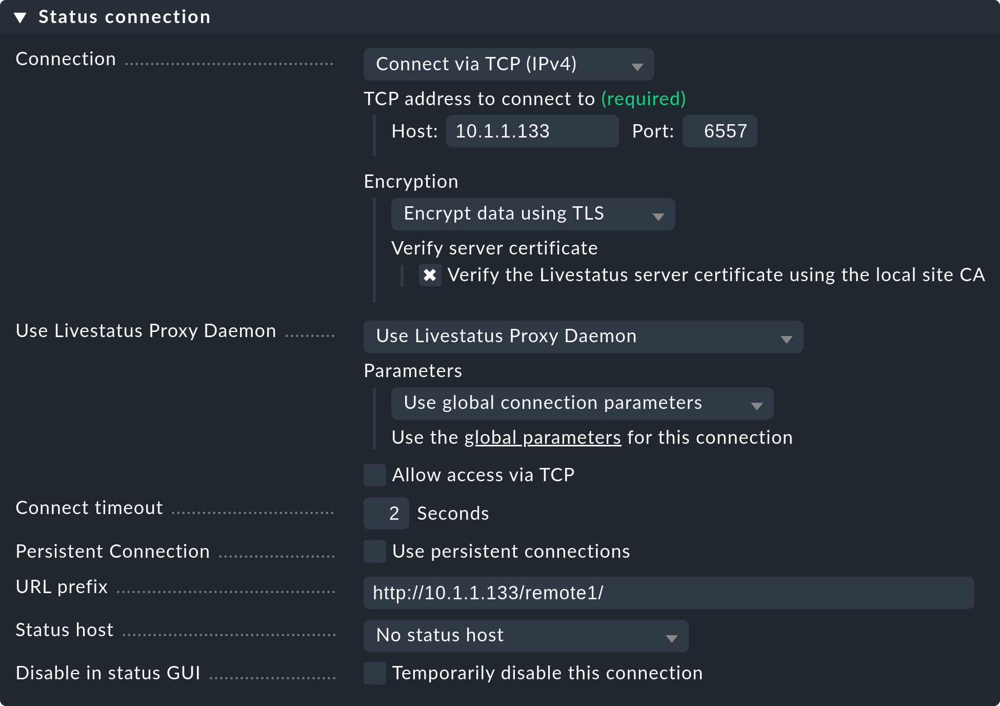 distributed monitoring status connection