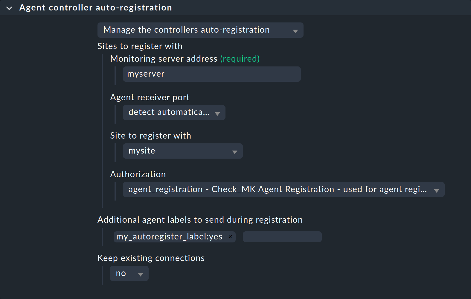 Regel zur Autoregistrierung für die Agentenbäckerei.