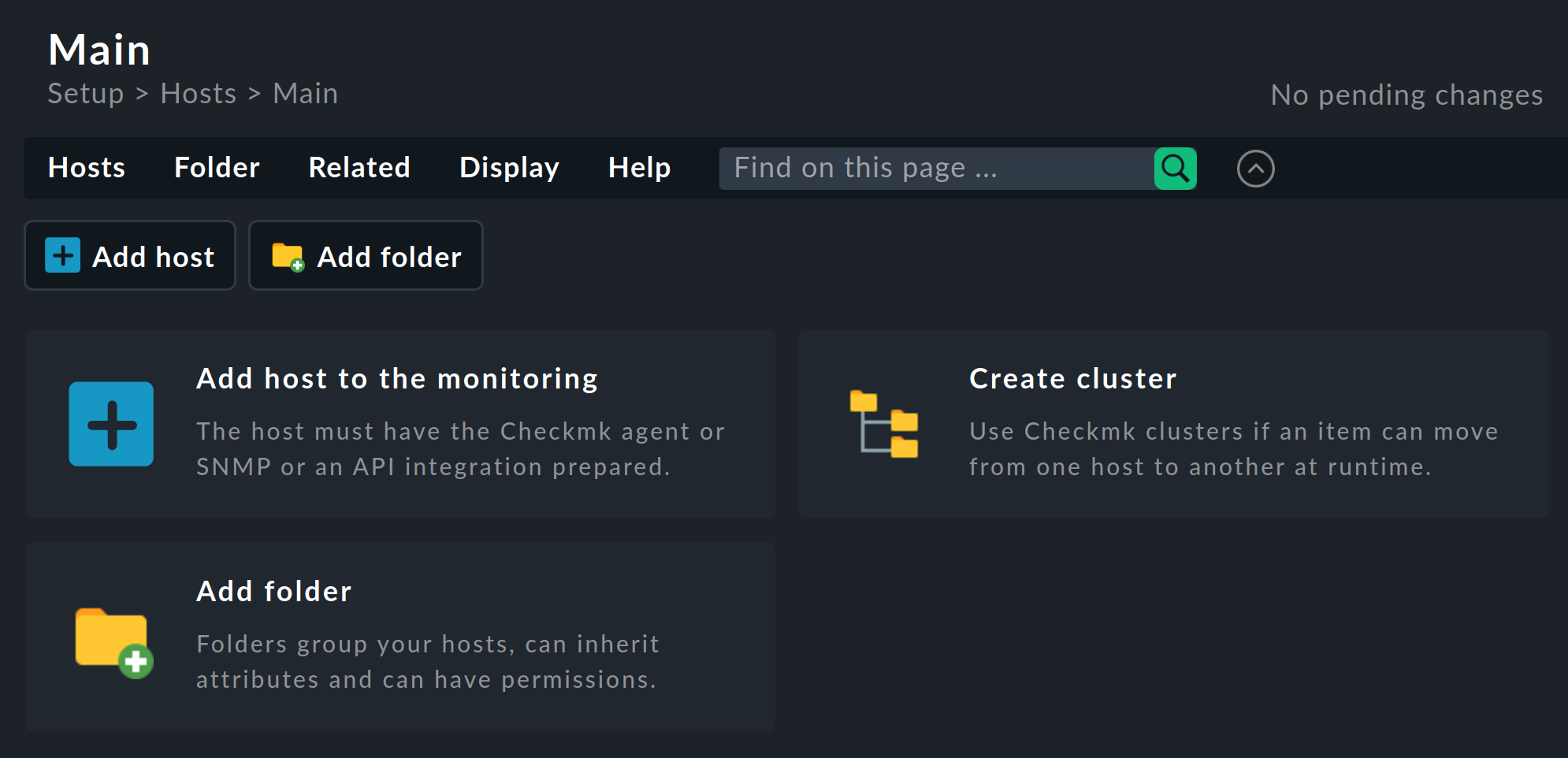 View of 'Main' without folders and hosts.
