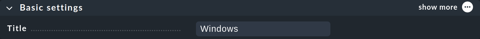 Dialog with properties when creating a folder: 'Basic settings' with title.