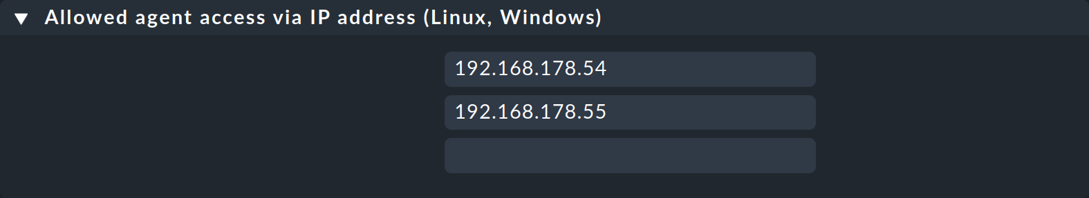 Rule to restrict IP addresses to access the agent.