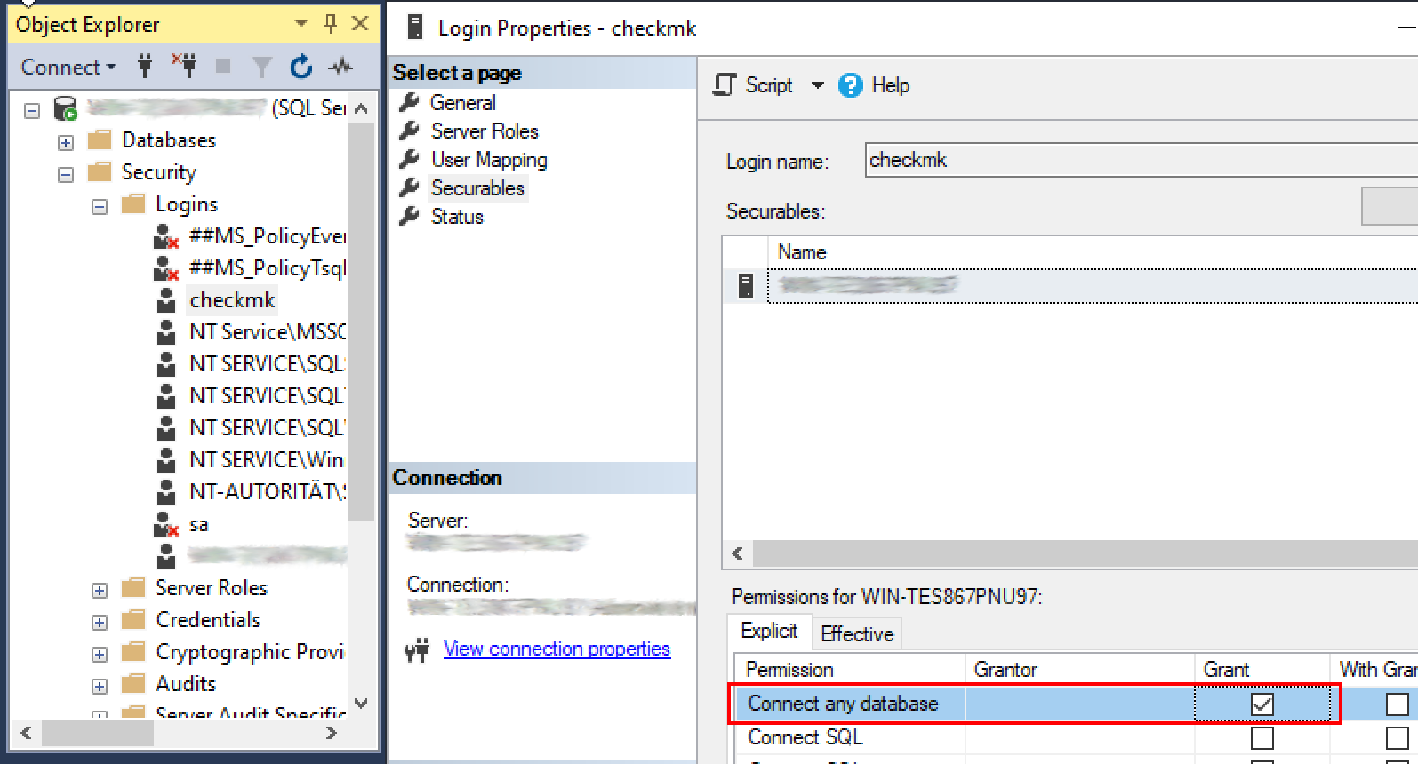 Grant 'Connect any database' permission.