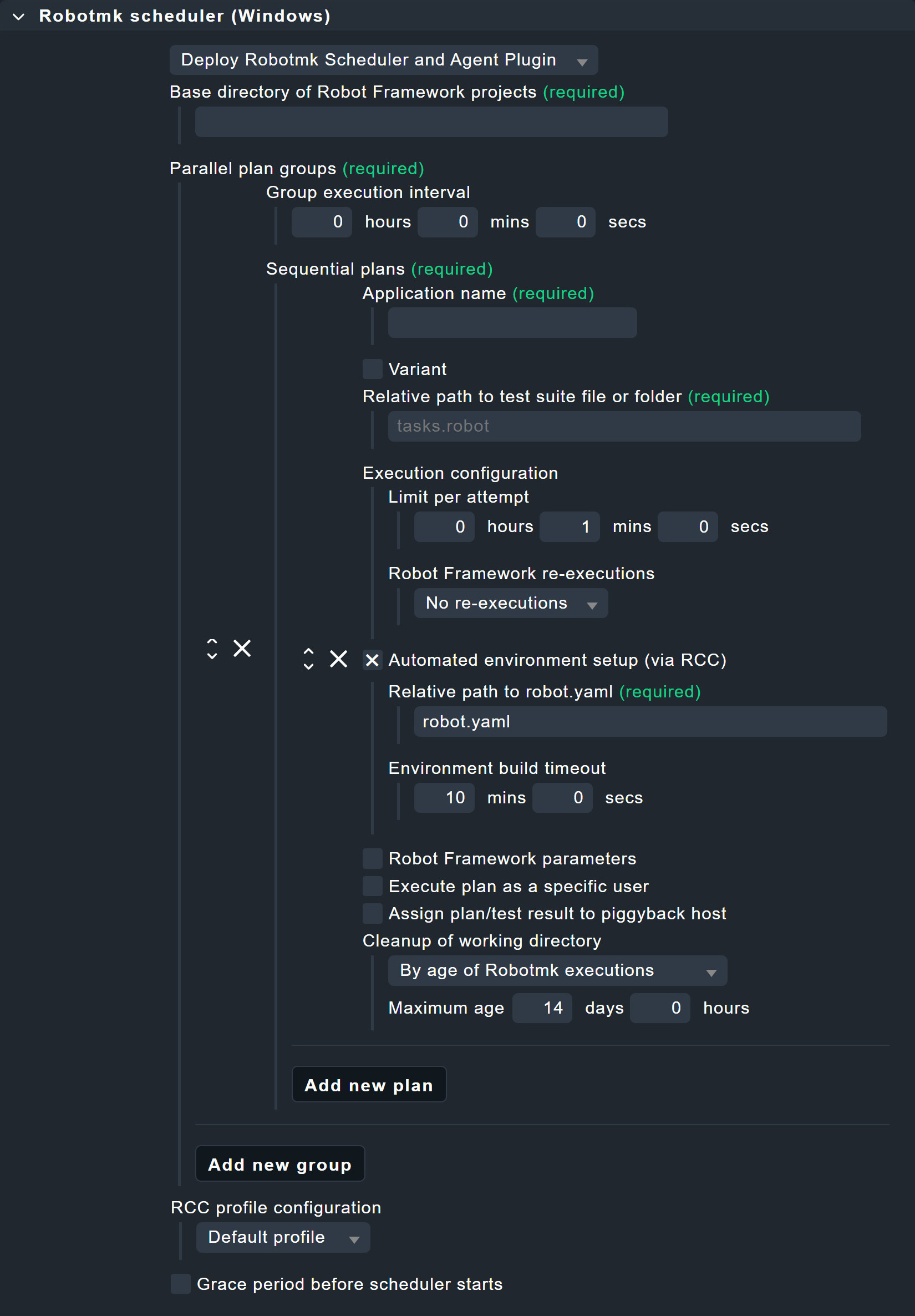 Empty Robotmk scheduler rule.