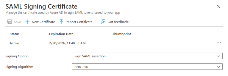 SAML access data in Entra ID.
