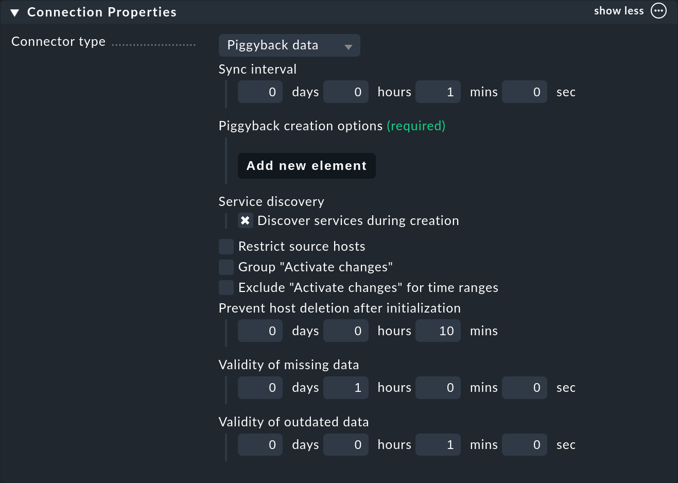 Connection settings in detail.