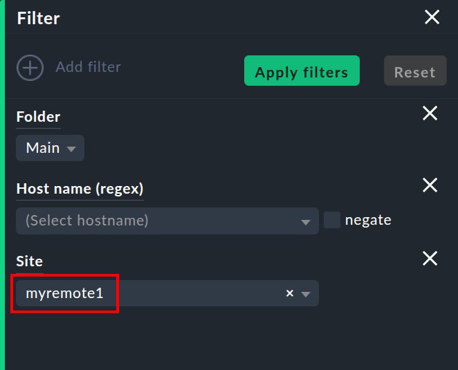 distributed monitoring filter by site