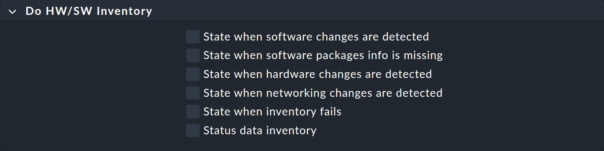 Dialog for inventory options.