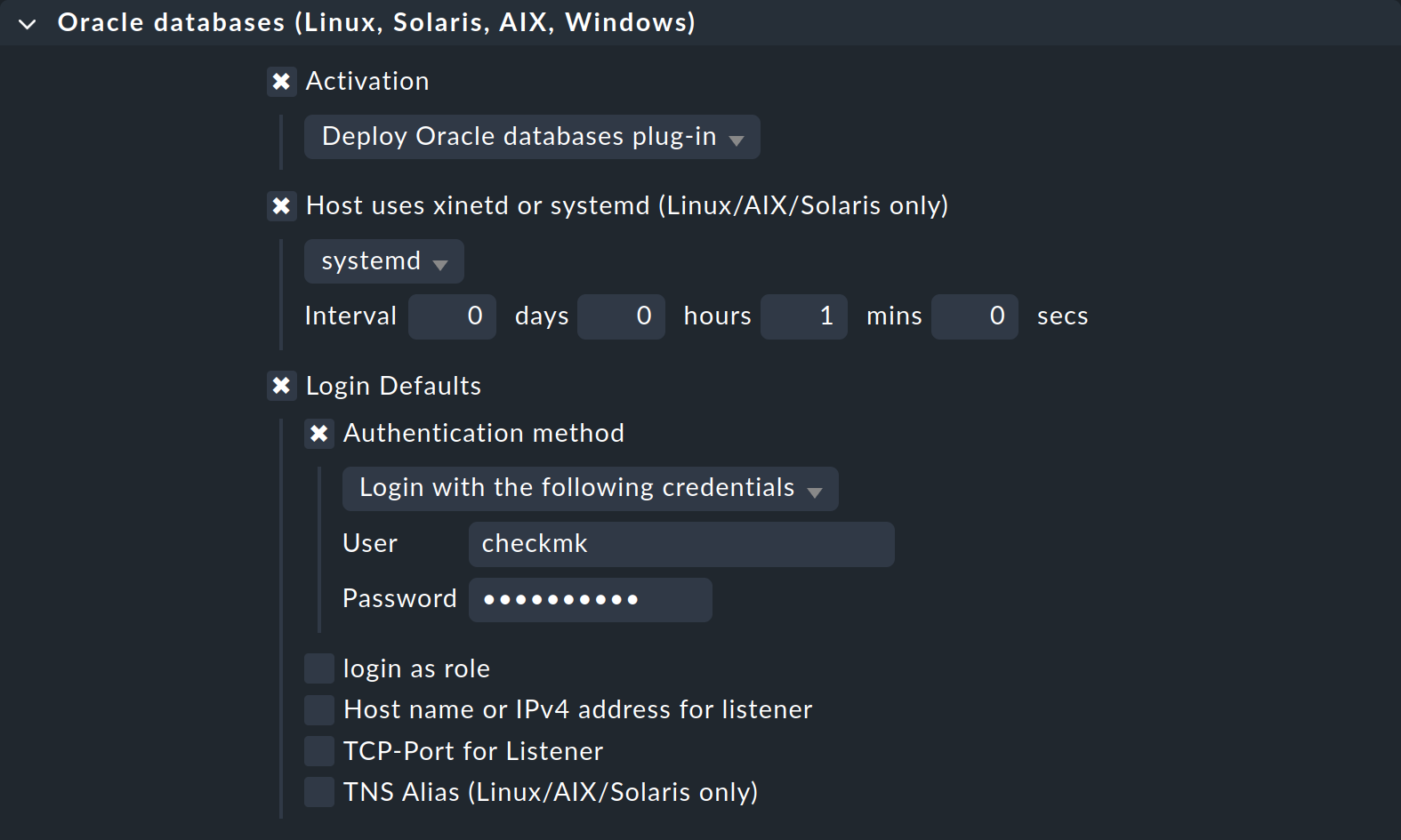 Simplest rule for configuring Oracle in the Agent Bakery.