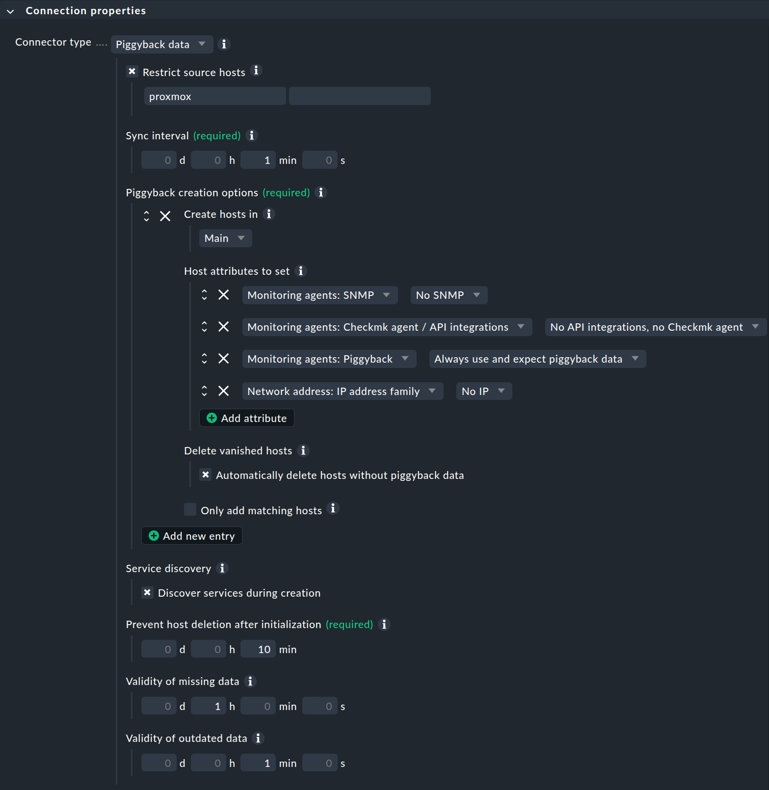 “Exemplary configuration of the connection properties.”